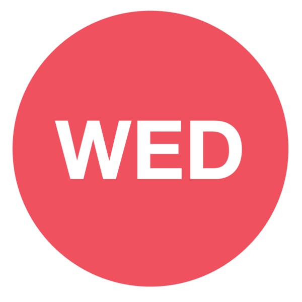 Nevs Dissolvable DaySpots - Wednesday 3/4" circle White w/Red DDOT-W34W - main